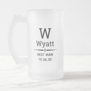 Best Man Monogrammed Frosted Glass Beer Mug