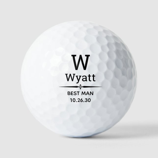 Best Man Monogrammed Golf Balls (Front)