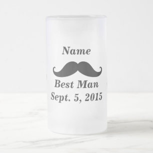 Best Man Moustache and Top Hat Frosted Glass Mug