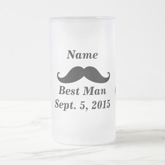Best Man Moustache and Top Hat Frosted Glass Mug (Center)