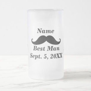 Best Man Moustache and Top Hat Frosted Glass Mug