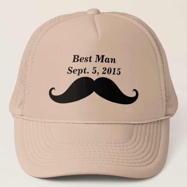 Best Man Moustache Truckers Hat (Front)