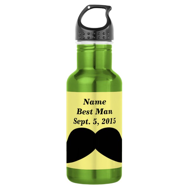 Best Man Moustache Water Bottle (Front)
