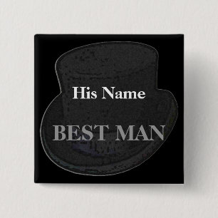 Best Man Name Tag Button