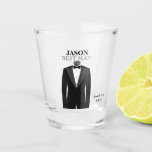 Best Man or Groomsman Wedding Black Tie Tuxedo Shot Glass<br><div class="desc">Modern Best Man or Groomsman favour for tuxedo wedding,  has a black tie and is elegant.</div>