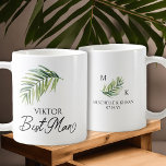 Best Man Palm Leaf Wedding Party Gift Coffee Mug<br><div class="desc">Wedding party gift mug to personalise for the Best Man - or anyone in your wedding party. Best Man is lettered in swirly handwritten calligraphy and, you can easily switch this to a different role, by entering the design tool or messaging me for assistance. The design features a watercolor tropical...</div>