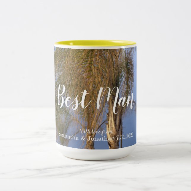 Best Man Palm Trees Personalised Mugs (Center)