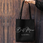 Best Man Personalised Chic Minimalist Wedding Tote Bag<br><div class="desc">This chic,  simple best man black tote bag features your name underneath elegant white typography. Customise these elegant,  modern bridal party gifts for your wedding or bachelor party.</div>