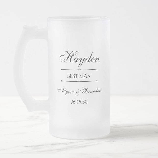 Best Man Personalised Frosted Glass Beer Mug (Left)
