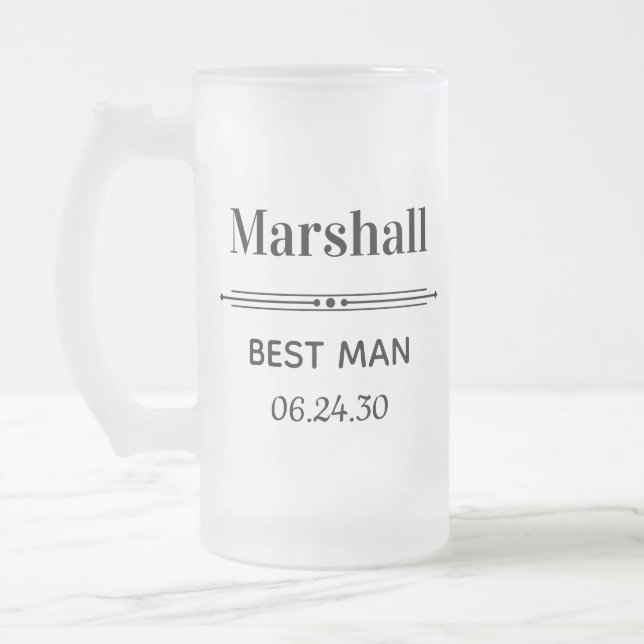 Best Man Personalised Frosted Glass Beer Mug (Left)