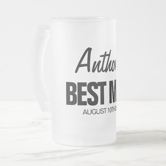 Best Man personalised frosted glass beer mug gift (Front Left)