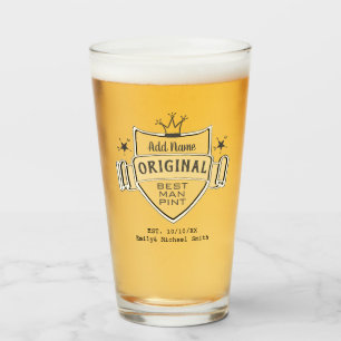 BEST MAN - Personalised Groomsman Gifts PINT GLASS