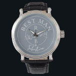 Best Man Personalised Watch<br><div class="desc">Contemporary,  modern,  simple,  unique dusty blue personalised Best Man gift with monogram - initials,  name and trendy handwritten calligraphy script.</div>