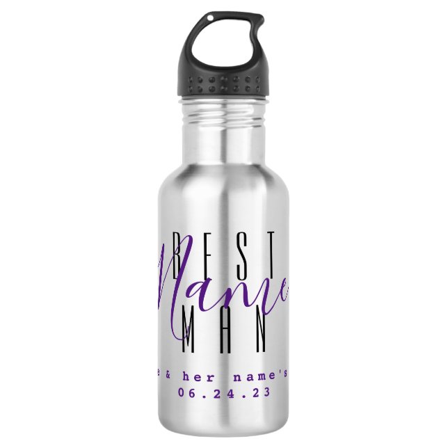 Best Man Personalised Water Bottle - HAMbyWG (Front)