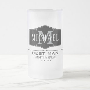 BEST MAN PERSONALIZED  FROSTED GLASS BEER MUG
