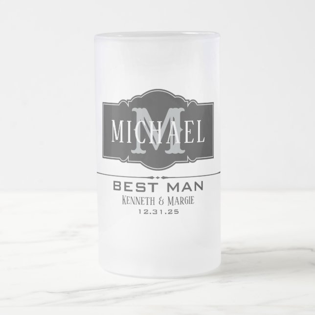 BEST MAN PERSONALIZED  FROSTED GLASS BEER MUG (Center)
