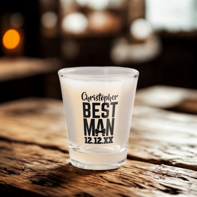 Best Man Proposal Favor Shot Glass (For the Best Man in your Wedding Party. Just add his name and your wedding date)
