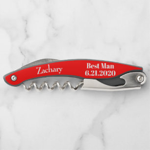 Best Man Red Black Wedding Corkscrews