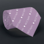 Best Man Repeating White Text on Lavender Tie<br><div class="desc">This fun neck tie is the perfect accessory for the best man at your wedding. It features a simple yet elegant design with the words "Best Man" written in fancy all capital white text repeating in a diagonal pattern on a light purple or lavender background. There are diamonds separating the...</div>