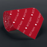 Best Man Repeating White Text on Red Tie<br><div class="desc">This fun neck tie is the perfect accessory for the best man at your wedding. It features a simple yet elegant design with the words "Best Man" written in fancy all capital white text repeating in a diagonal pattern on a red background. There are diamonds separating the repeating text. Perfect...</div>