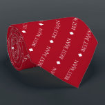 Best Man Repeating White Text on Red Tie<br><div class="desc">This fun neck tie is the perfect accessory for the best man at your wedding. It features a simple yet elegant design with the words "Best Man" written in fancy all capital white text repeating in a diagonal pattern on a red background. There are diamonds separating the repeating text. Perfect...</div>