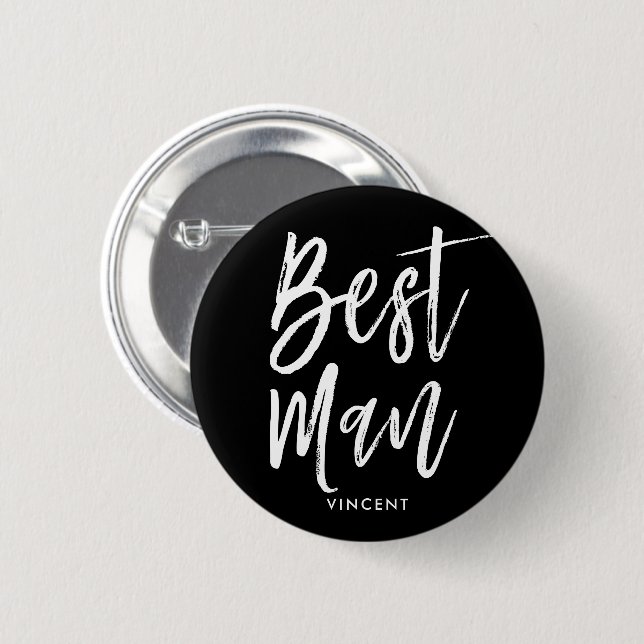 Best Man | Script Style Custom Wedding 6 Cm Round Badge (Front & Back)