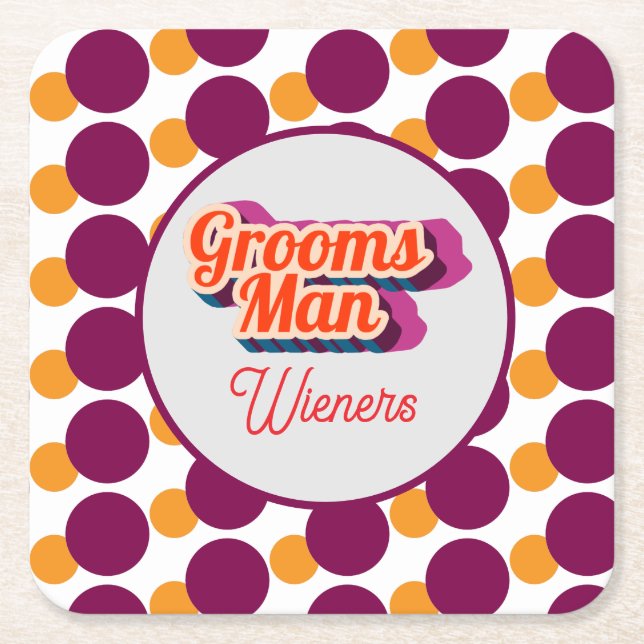Best Man | Script Style Custom Wedding Square Paper Coaster (Front)