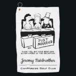 Best Man Shares a Bed with Bride & Groom Funny Golf Towel<br><div class="desc">The Best Man,  or Groomsman,  is in bed with the Bride and and Bridegroom after a wedding. The Bridegroom has to remind him that his wedding duties finished at the wedding reception! Funny towel gift for a golfer.</div>