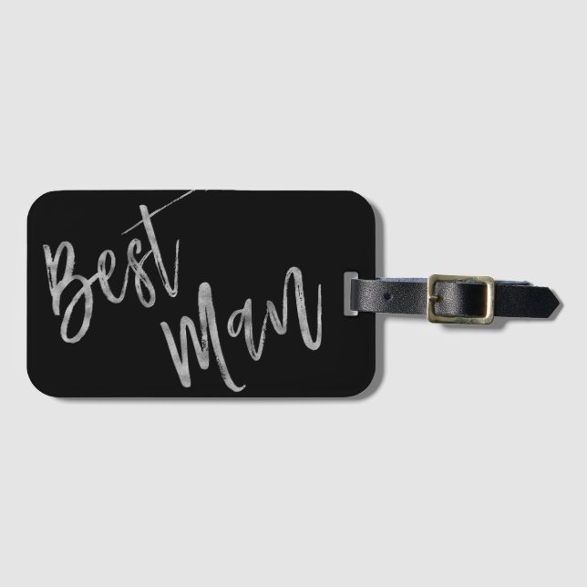 Best Man Silver Foil Luggage Bag Tag (Front Horizontal)