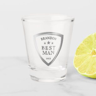 Best Man Silver Shield Shot Glass