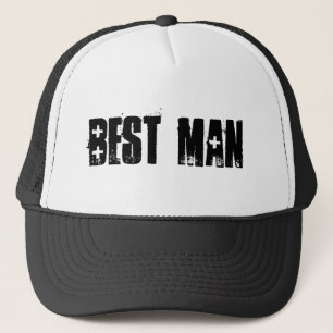 Best Man simple black white groomsman hat