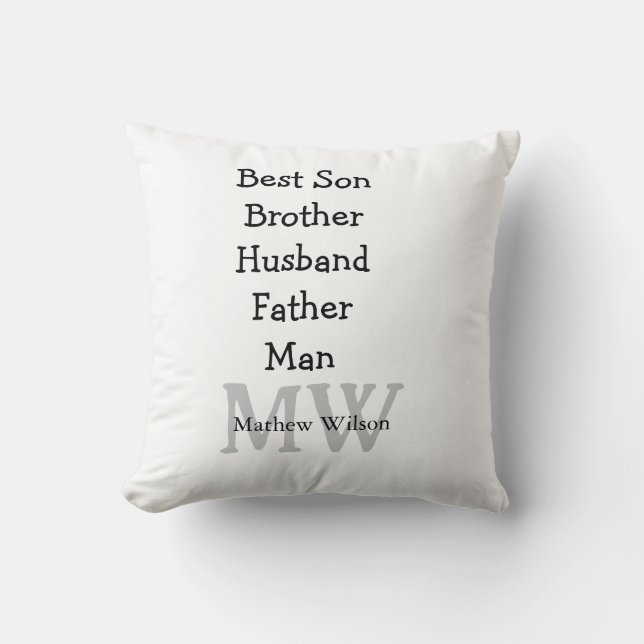 Best man son husband dad quotes add name text cushion (Front)
