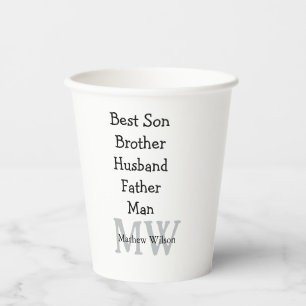 Best man son husband dad quotes add name text paper cups