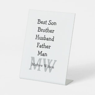 Best man son husband dad quotes add name text pedestal sign