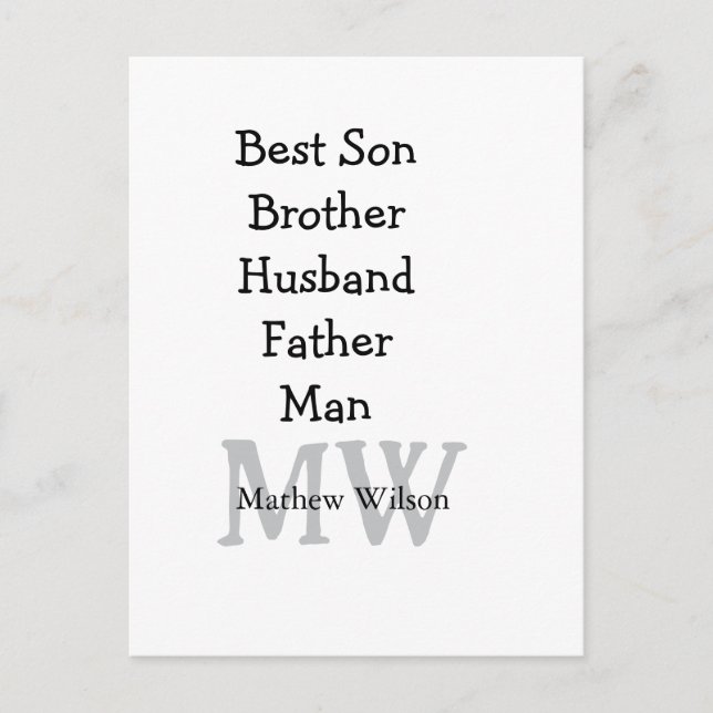 Best man son husband dad quotes add name text postcard (Front)