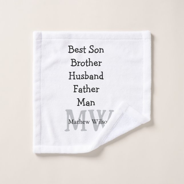 Best man son husband dad quotes add name text wash cloth (Wash Cloth)