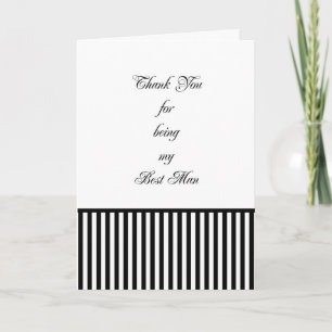 Best Man Thank You Card with Black White Stripe