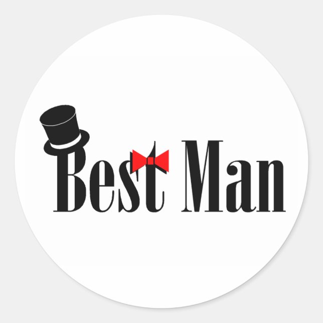 Best Man Top Hat Classic Round Sticker (Front)