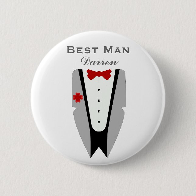 Best Man - Tuxedo Dinner Jacket Wedding Pin (Front)