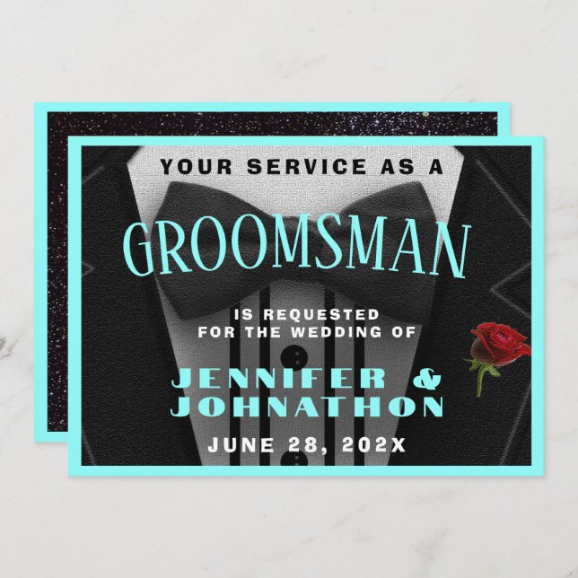 Best Man Tuxedo Invitation Suit Up (Front/Back)
