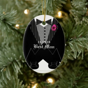 Best Man Tuxedo Wedding Holiday Ornament