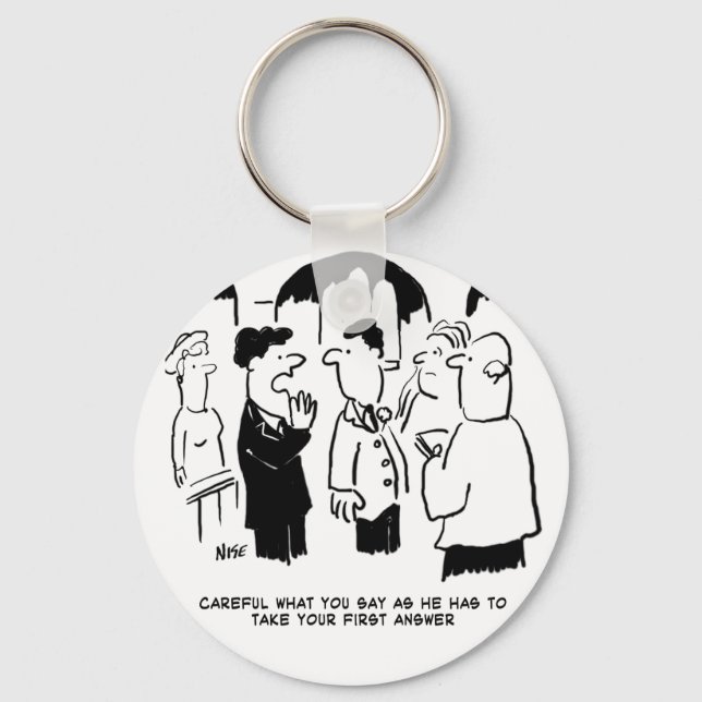 Best Man Warning to Bridegroom. Funny Cartoon Key Ring (Front)
