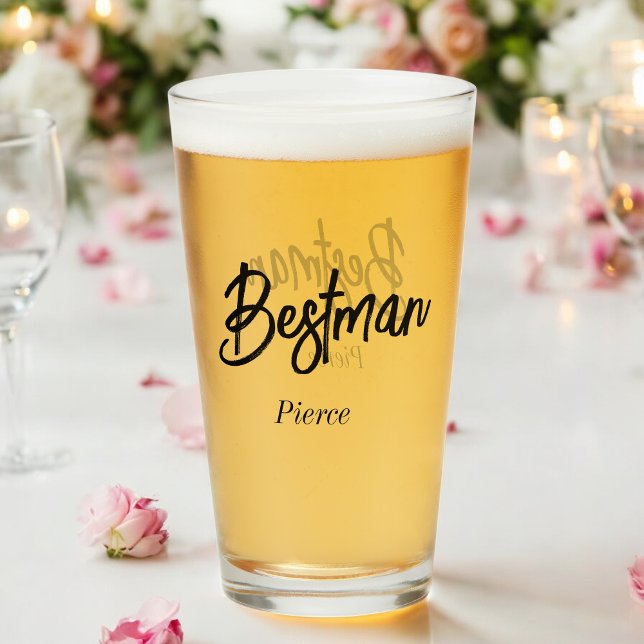Best Man Wedding Black White Groomsman  Glass (Creator Uploaded)