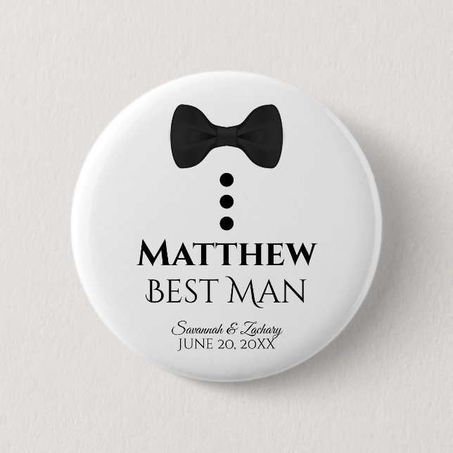 Best Man Wedding Button Name Tag (Front)