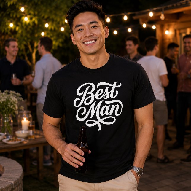 Best Man Wedding Celebration T-Shirt (The text color and size of the text are customizable.)