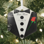 Best Man Wedding Christmas Ornament<br><div class="desc">Best Man Black Tuxedo Bow Tie Wedding Party Thank You Favours Christmas Ornament Wedding Keepsake Wedding Party Necklaces - to change background colour - click customise - click edit - choose last tool in drop down menu and choose from one of the colours shown or enter your rgb hex code...</div>