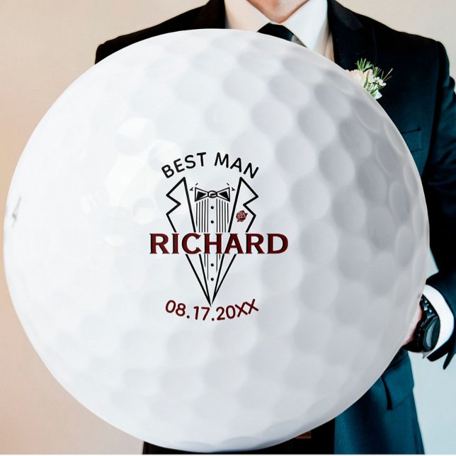 Best Man Wedding Custom Name Date Gift Golf Balls (Creator Uploaded)