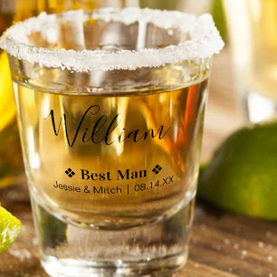 Best Man Wedding Date and Names Personalised Shot Glass
