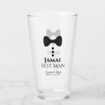 Best Man Wedding Favor Glass Tumbler<br><div class="desc">This fun glass tumbler or tall beer glass is designed as a gift or favor for the Best Man at your wedding. It features an image of a black tie with three buttons. The text reads "Best Man" and has a space for his name as well as the couple's names...</div>