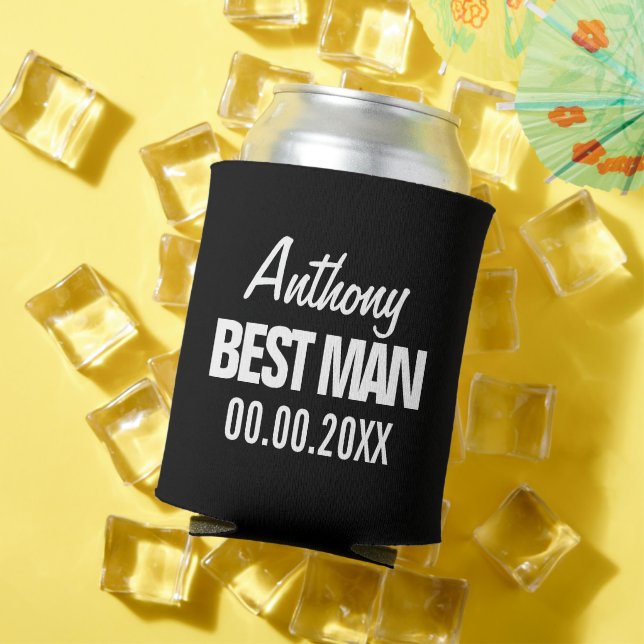 Best Man wedding favour can cooler for groomsmen (In Situ Summer)